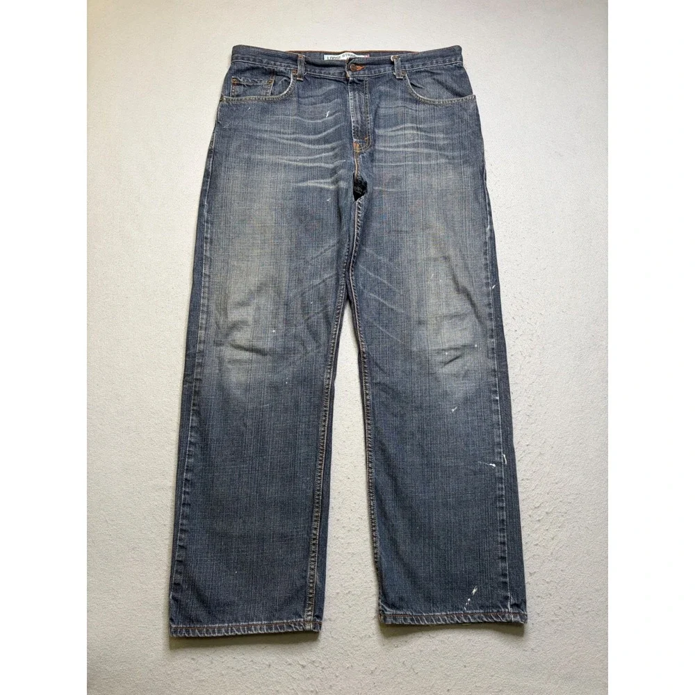 Levi's 569 Jeans Mens 36x32 Blue Loose Straight Distressed Paint Stains Y2K